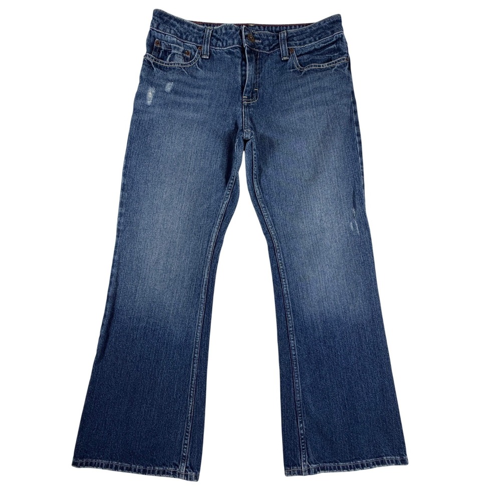 American Eagle Favorite Court Flare Jeans Short Medium Wash Blue Womens 12 (33)